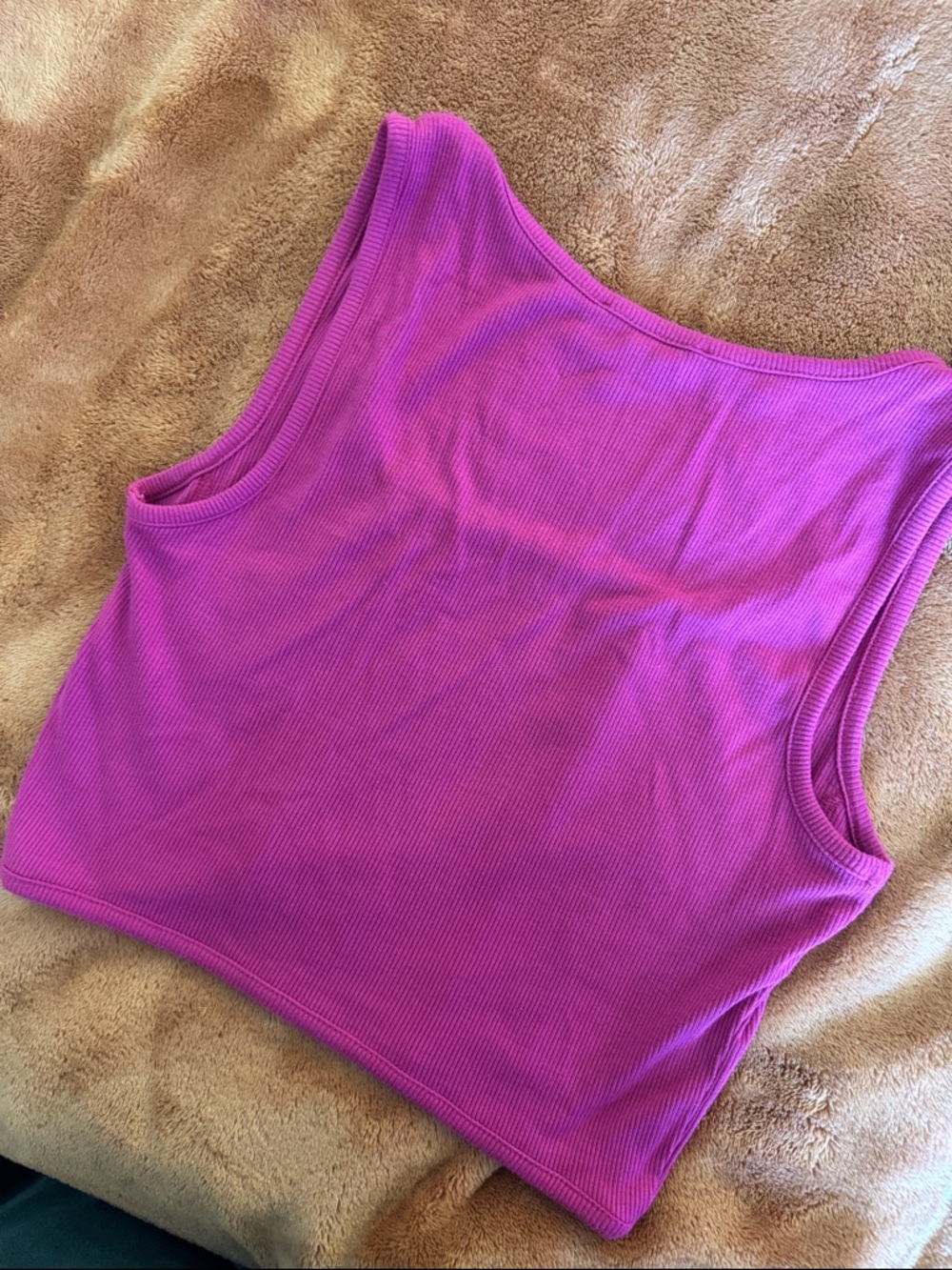 Magenta Ribbed Square-Neck Tank - Picture 2 of 2